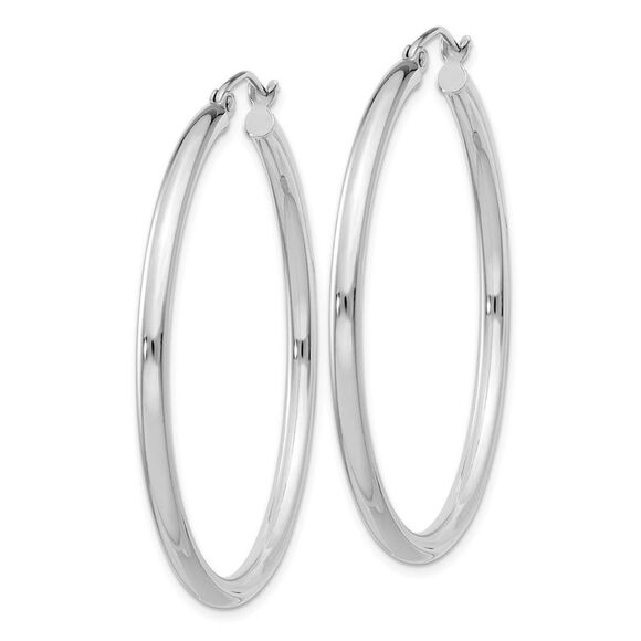 2.5mm, Sterling Silver, Classic Round Hoop Earrings - 40mm (1 1/2 In.) - Picture 2 of 5